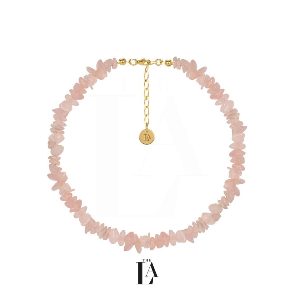 Choker Nieregularny Różowy Kwarc