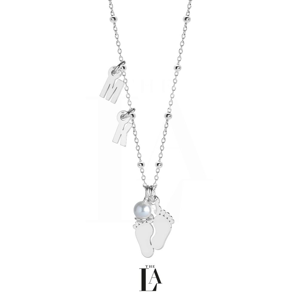 Złoty Naszyjnik Stópki Literki Perła Silver.jpg