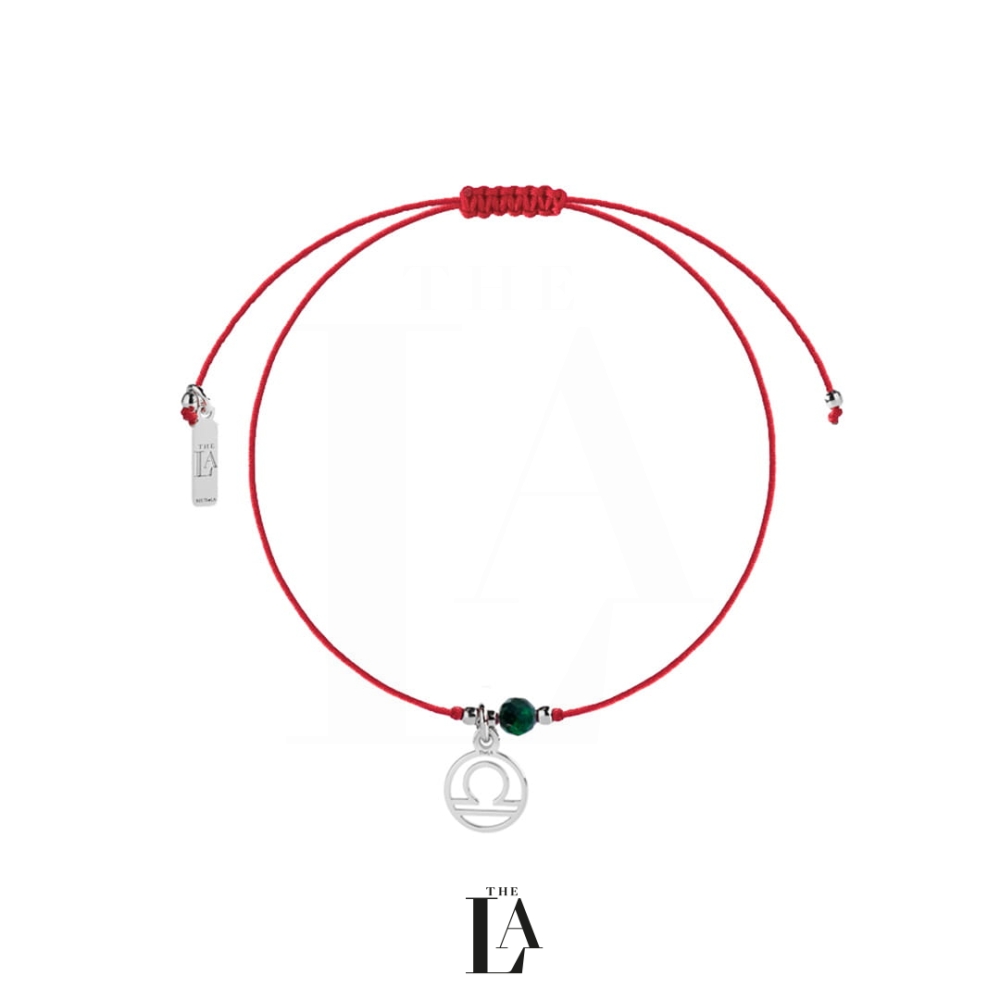 Bransoletka Na Sznurku Czerwona Waga Szmaragd THE ZODIAC Silver.jpg