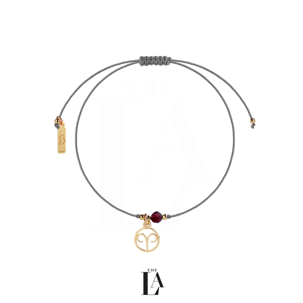 Bransoletka Na Sznurku Szara Baran Granat THE ZODIAC.jpg