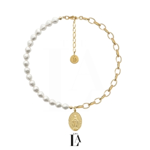 Choker Barokowe Perły SWAROVSKI Medalik THE FAITH