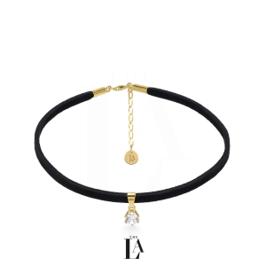 Choker Czarna Alcantara Kryształ SWAROVSKI