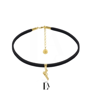 Choker Czarna Alcantara Pistolet Gold