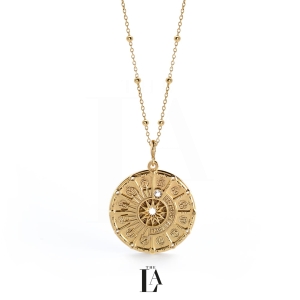 Złoty Naszyjnik Zodiak Kryształ Górski THE ZODIAC
