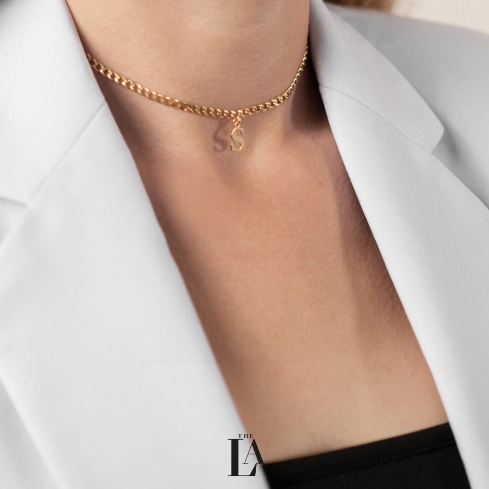 Złoty Choker Pancerka Literka Gold