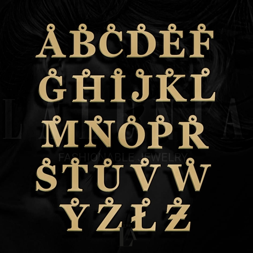 Złota Nausznica Mała Literka Gold