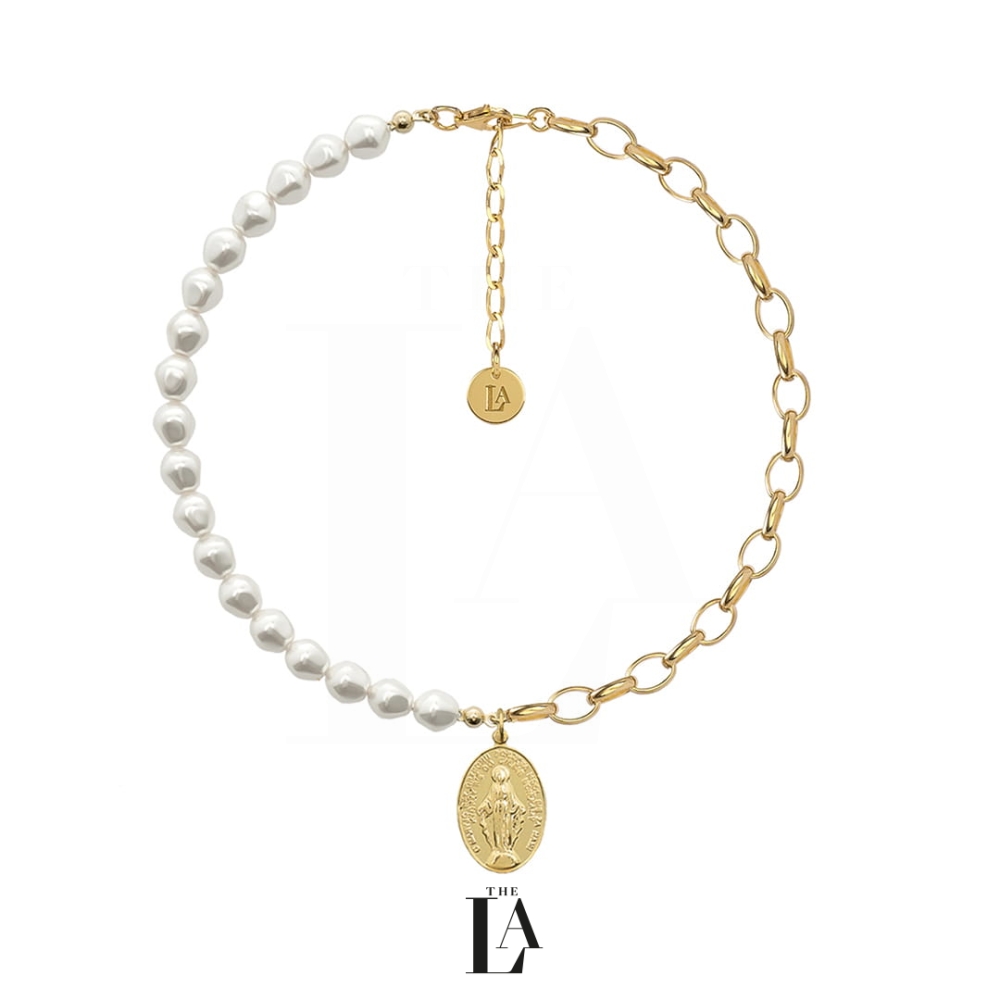 Choker Barokowe Perły SWAROVSKI Medalik THE FAITH