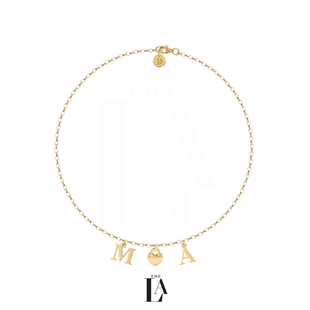 Złoty Choker Serduszko Inicjały Gold