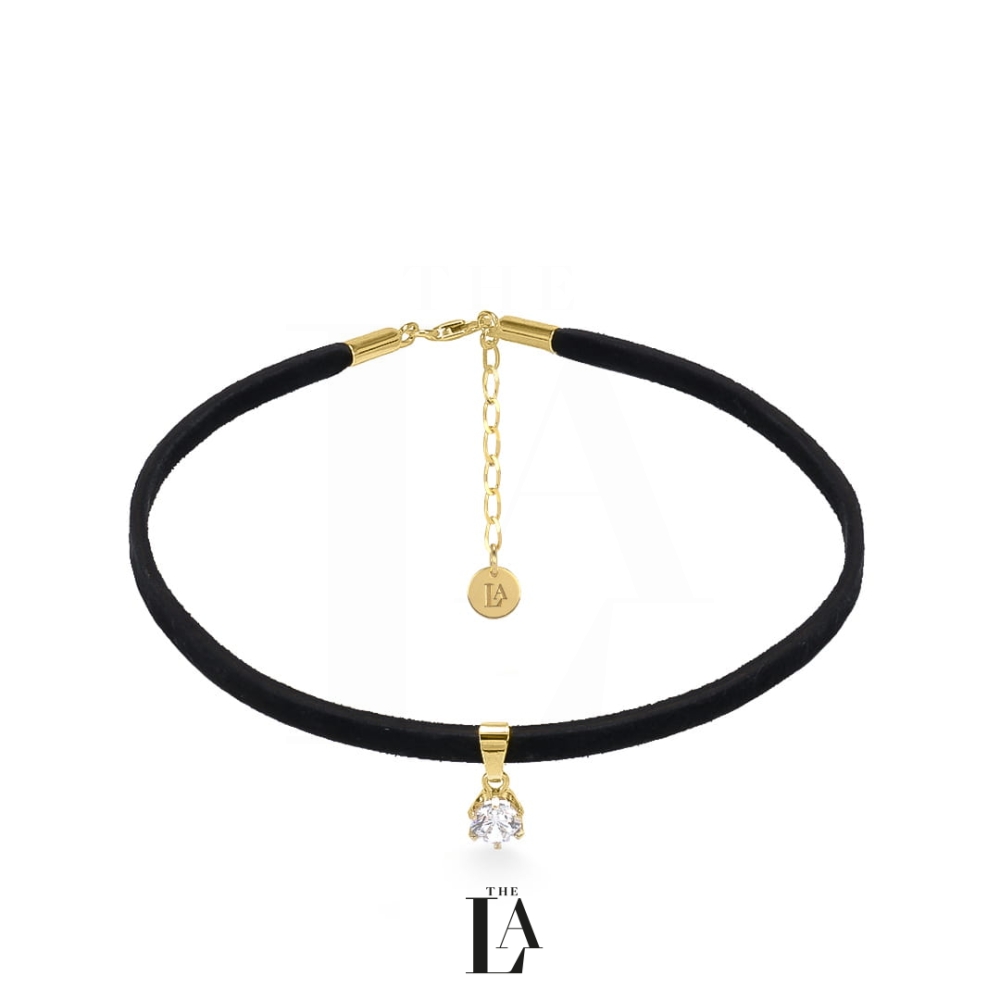Choker Czarna Alcantara Kryształ SWAROVSKI