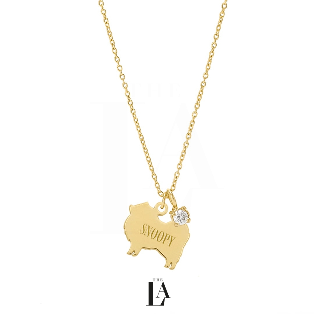 Złoty Naszyjnik Pomeranian Szpic Miniaturowy SWAROVSKI
