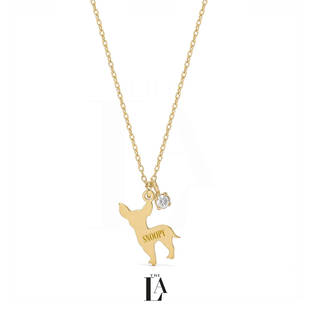 Złoty Naszyjnik Chihuahua z Kryształem SWAROVSKI