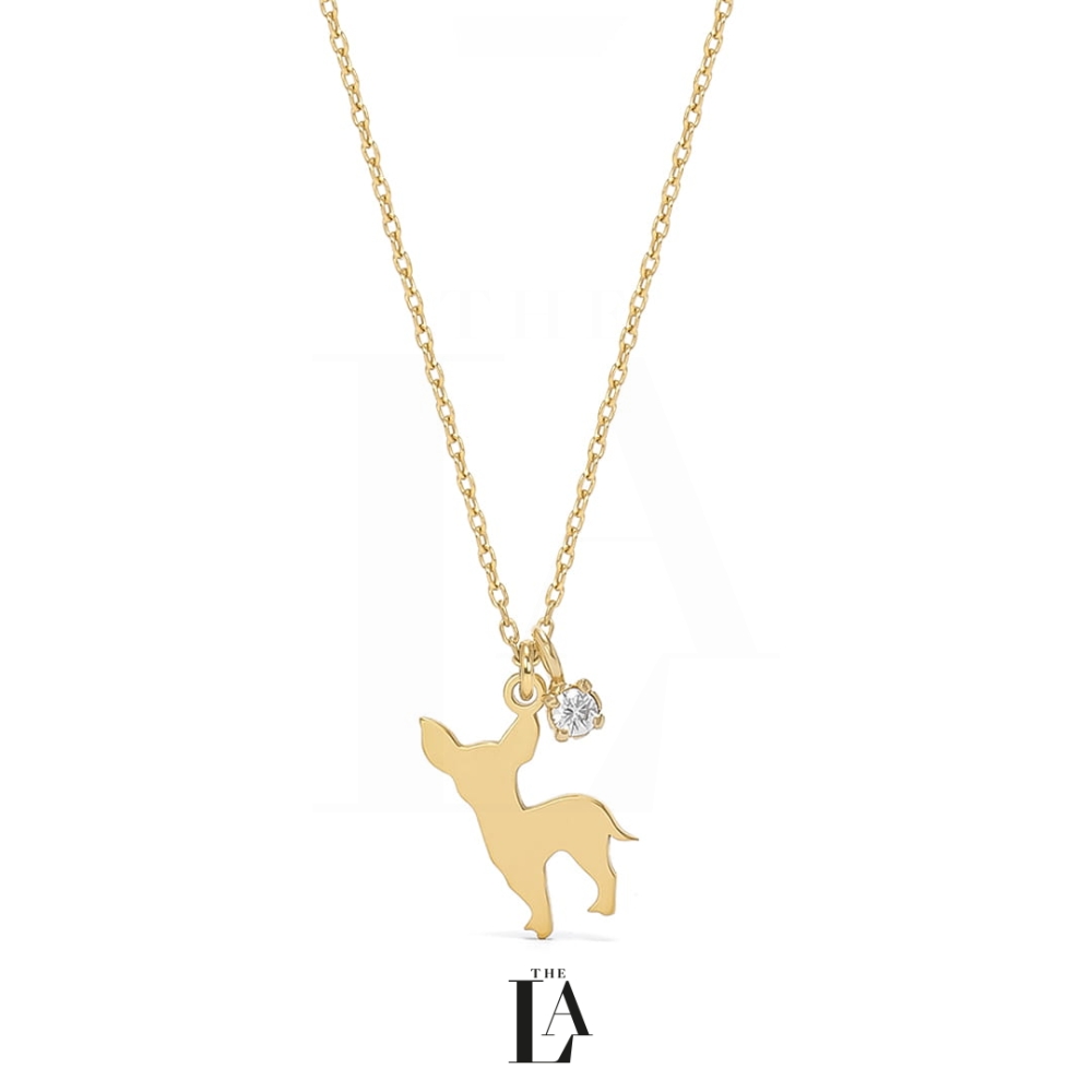 Złoty Naszyjnik Chihuahua z Kryształem SWAROVSKI