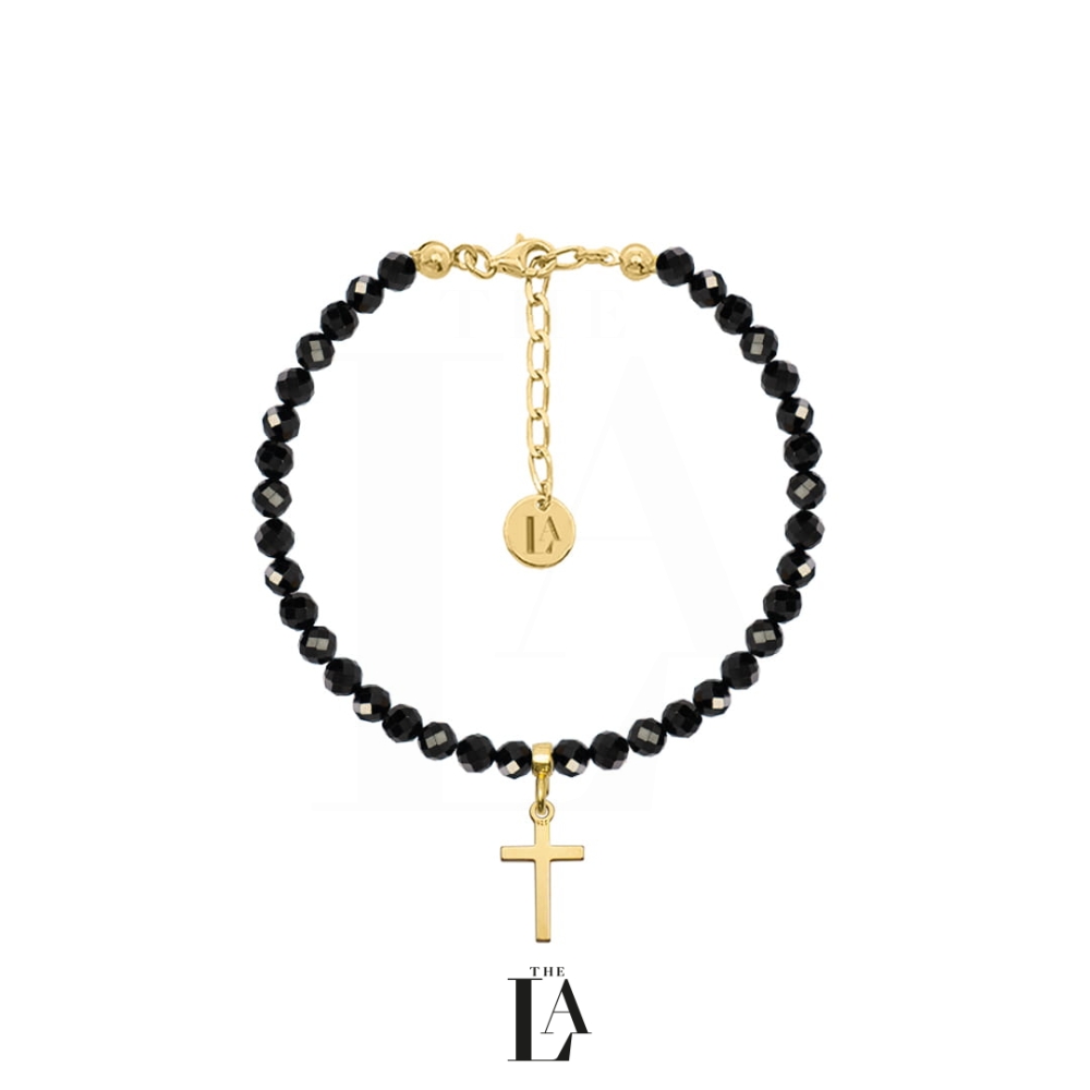 Bransoletka Czarny Spinel Krzyżyk THE FAITH