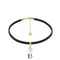 Choker Czarna Alcantara Literka Gold The LA.jpg