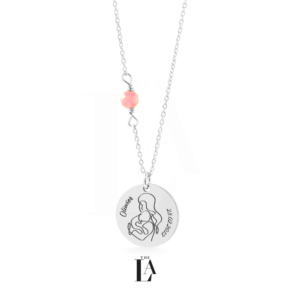 Złoty Naszyjnik Medalik Mama Dziecko Silver Rose Biale.jpg