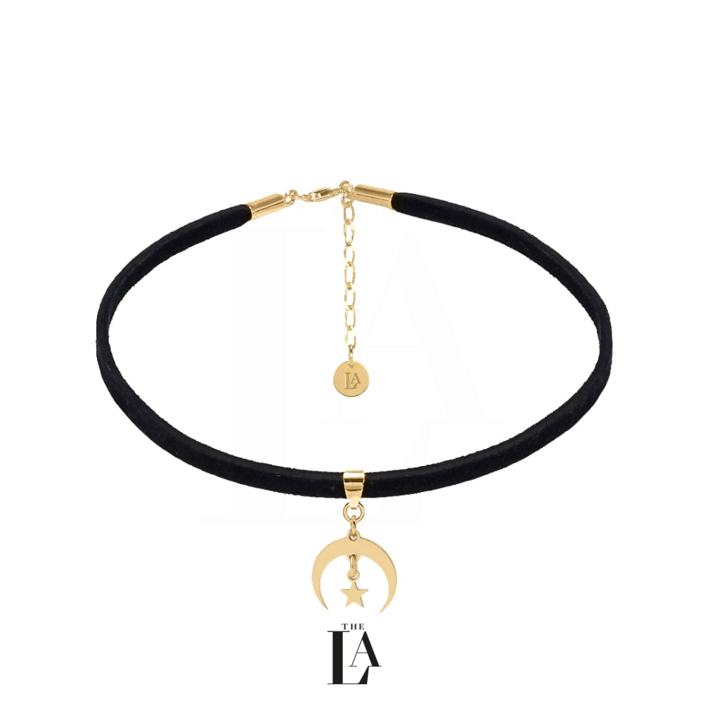 Choker Czarna Alcantara Księżyc THE MOON