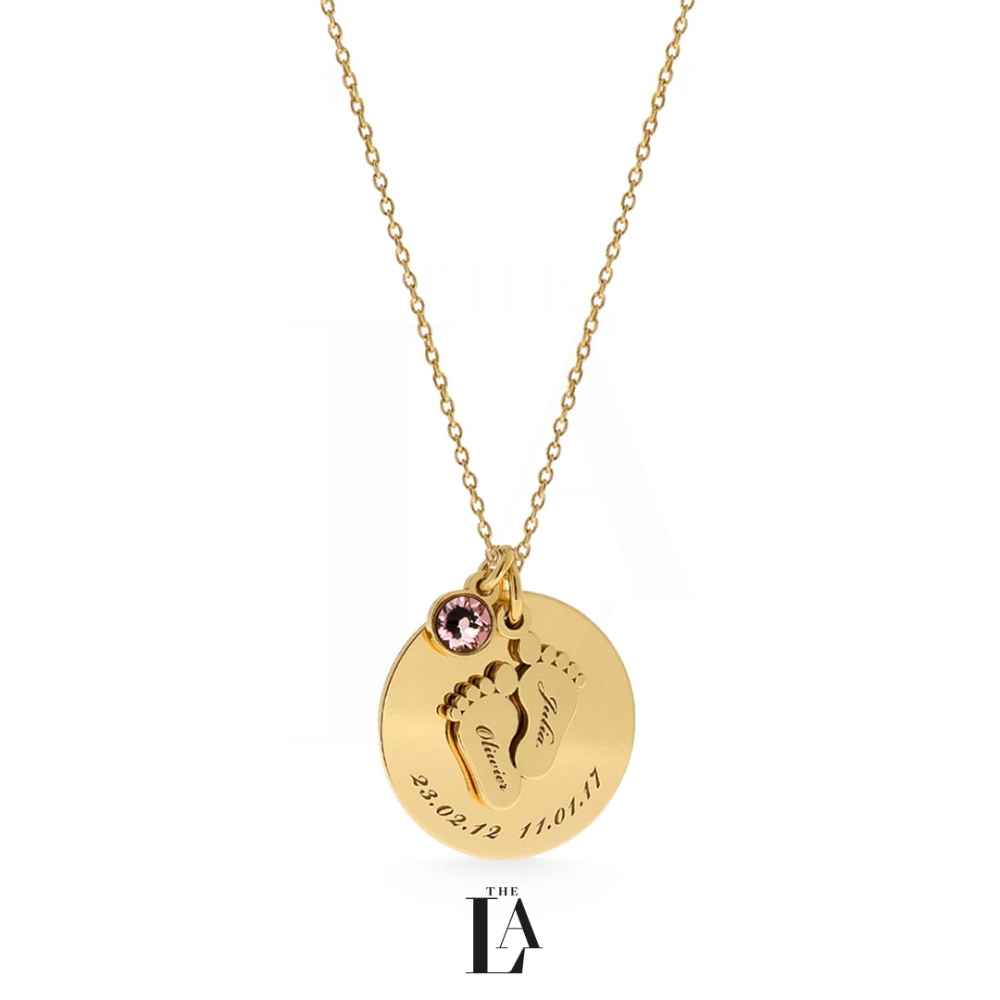 Złoty Naszyjnik Stópki Kryształ Rose Gold Białe.jpg