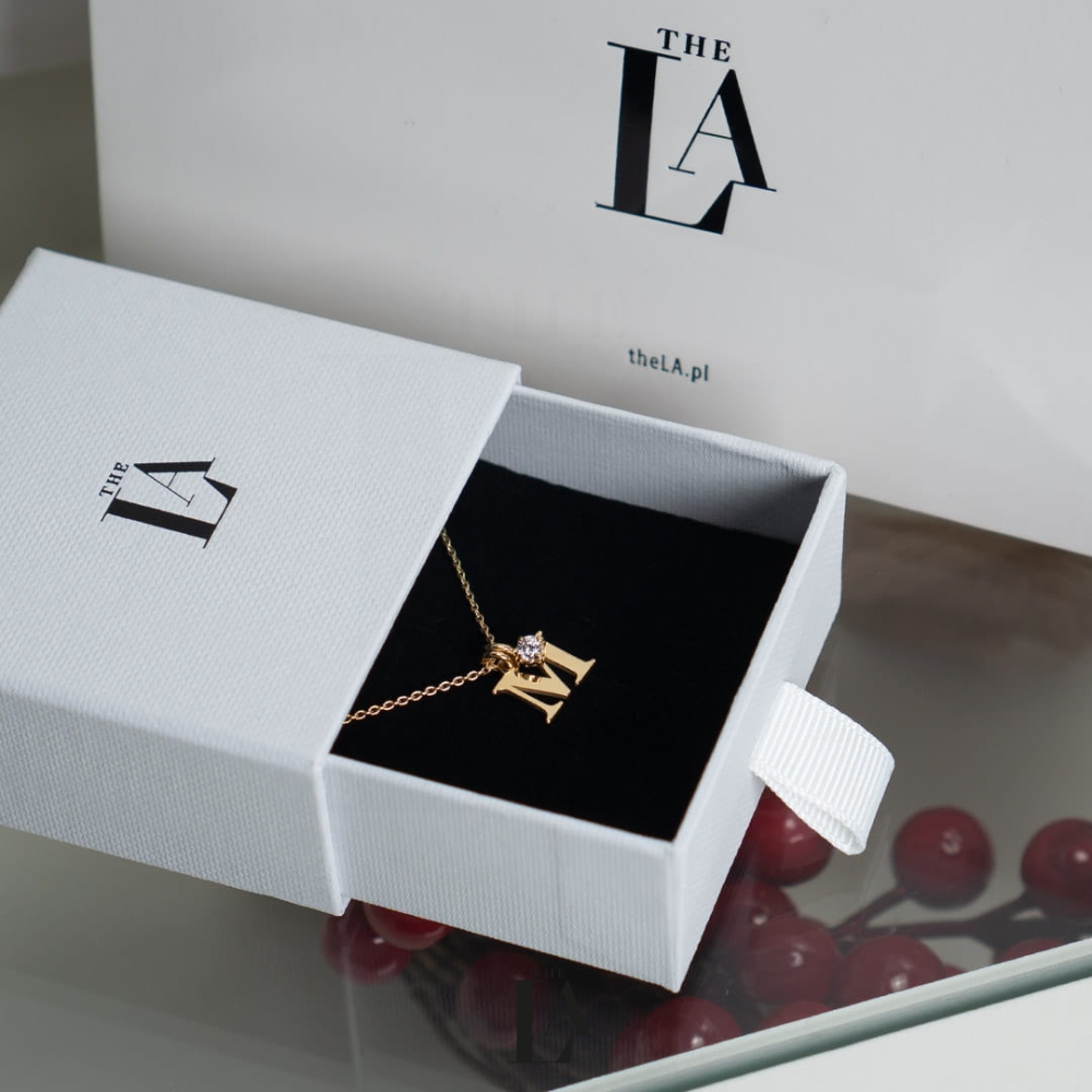 Złoty Naszyjnik Mała Literka Gold SWAROVSKI foto.jpg