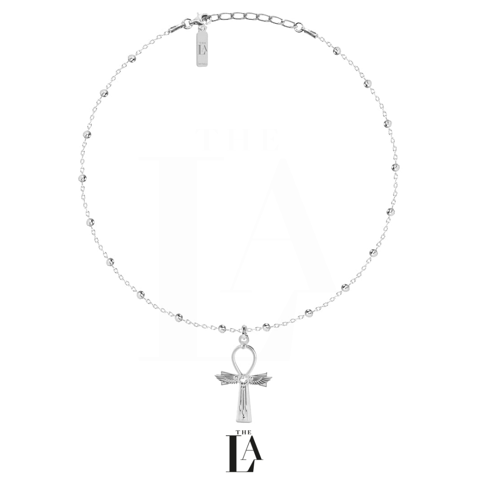 Złoty Choker Krzyż Ankh Kryształ Górski THE SENTRY
