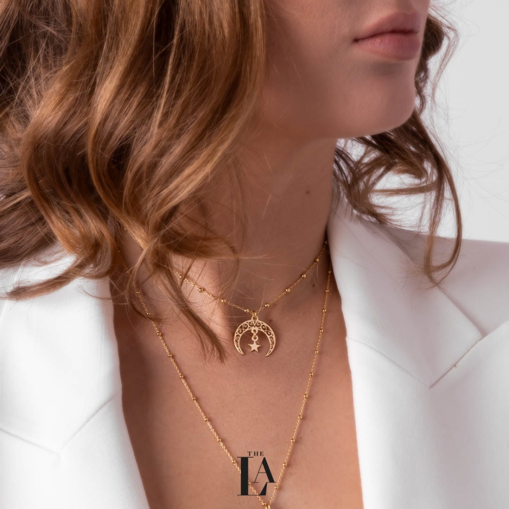 Złoty Choker Kuleczki Księżyc THE MOON