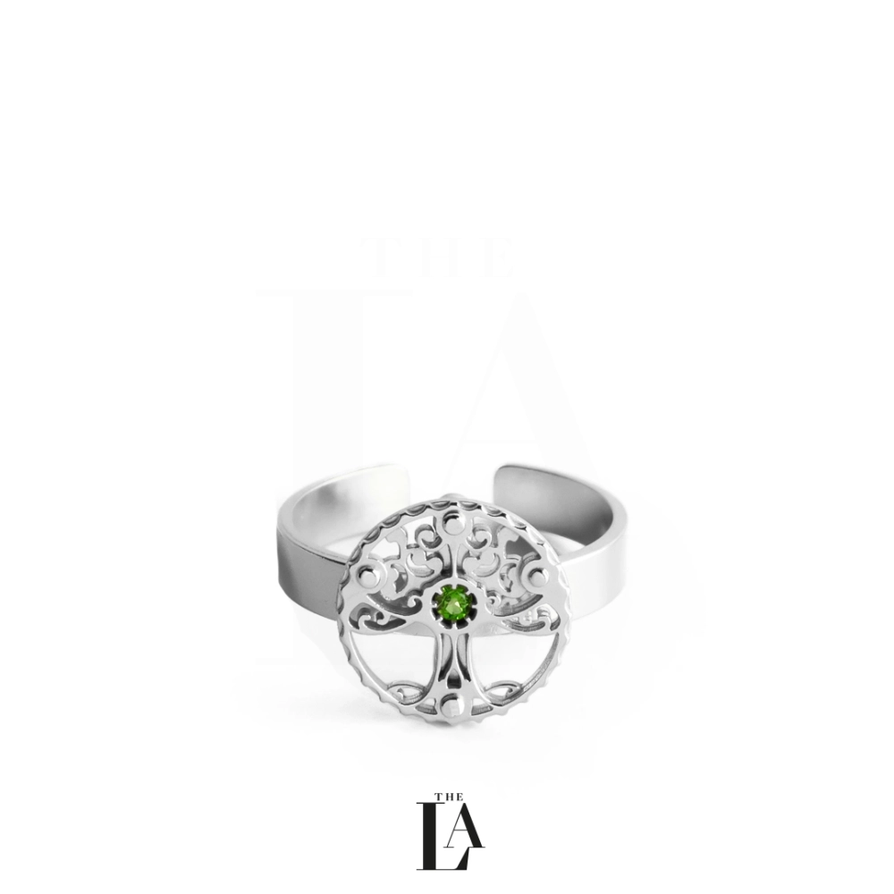 Złoty Pierscionek Drzewo Życia Chromodiopsyt THE LIFE Silver.webp